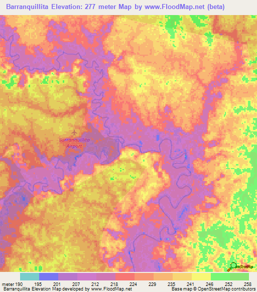 Barranquillita,Colombia Elevation Map