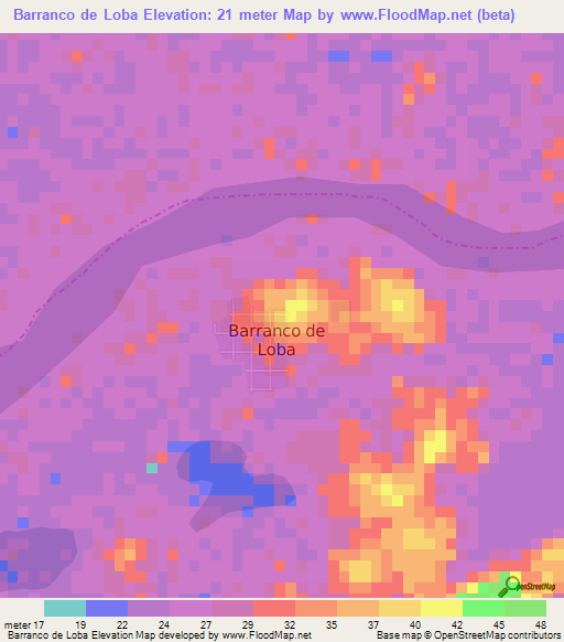 Barranco de Loba,Colombia Elevation Map