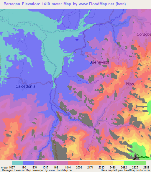 Barragan,Colombia Elevation Map