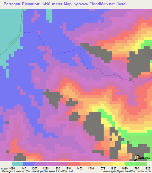 Barragan,Colombia Elevation Map