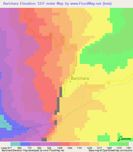 Barichara,Colombia Elevation Map