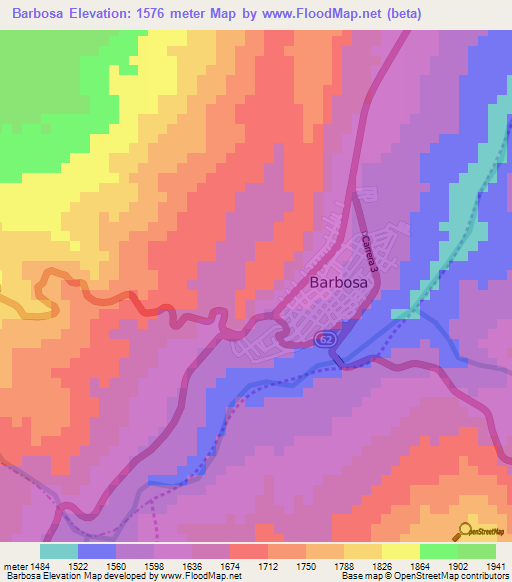 Barbosa,Colombia Elevation Map