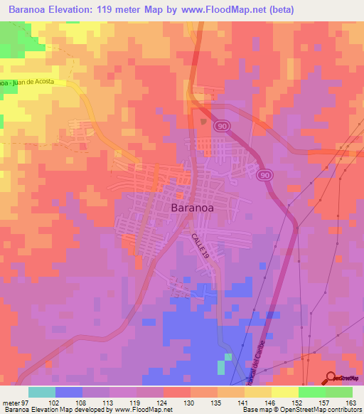 Baranoa,Colombia Elevation Map