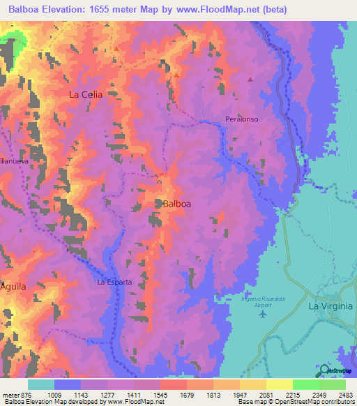 Balboa,Colombia Elevation Map