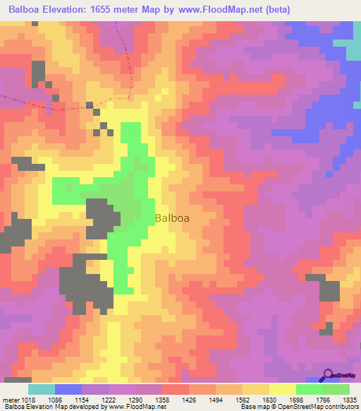 Balboa,Colombia Elevation Map