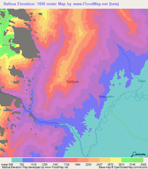 Balboa,Colombia Elevation Map