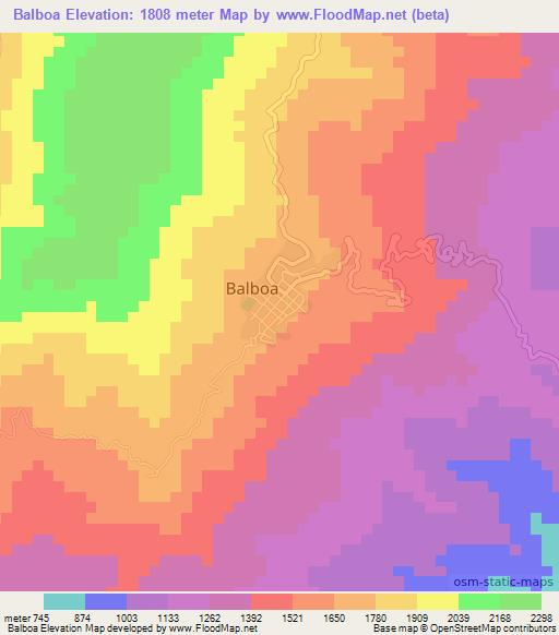 Balboa,Colombia Elevation Map