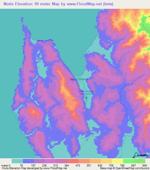 Mutis,Colombia Elevation Map