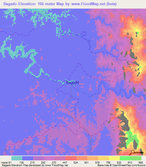 Bagado,Colombia Elevation Map