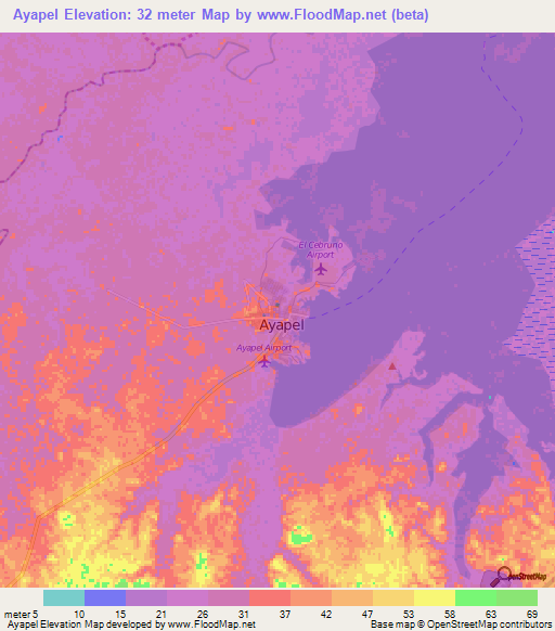 Ayapel,Colombia Elevation Map