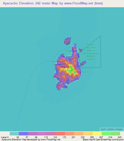 Ayacucho,Colombia Elevation Map