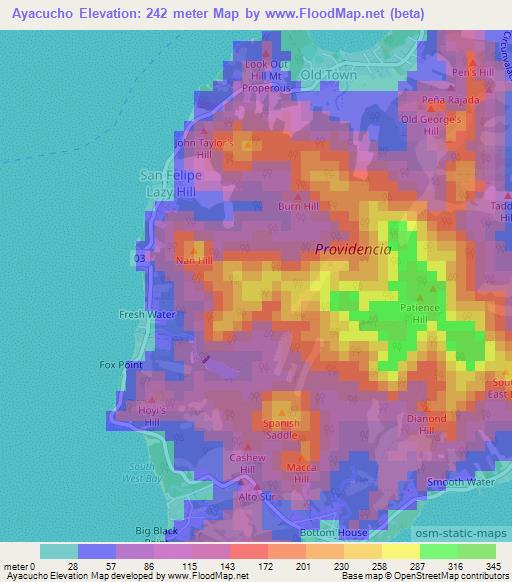 Ayacucho,Colombia Elevation Map