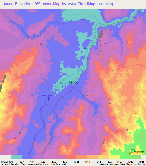 Ataco,Colombia Elevation Map