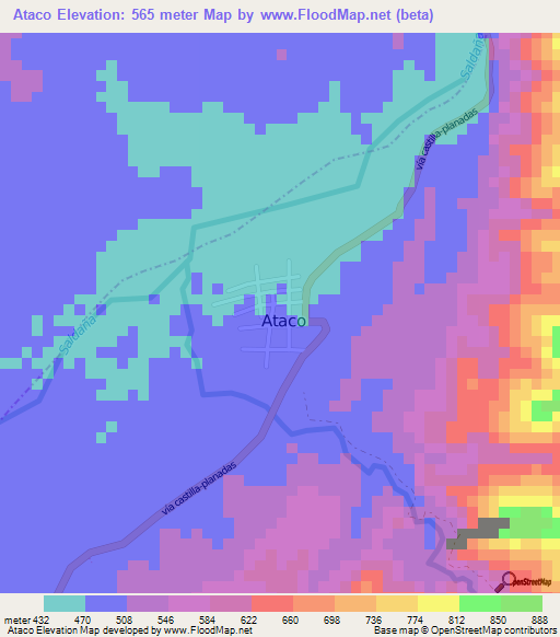 Ataco,Colombia Elevation Map