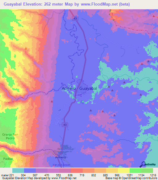 Guayabal,Colombia Elevation Map