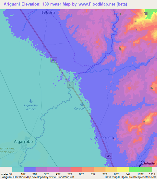 Ariguani,Colombia Elevation Map