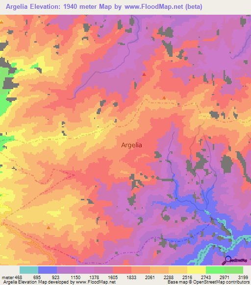 Argelia,Colombia Elevation Map