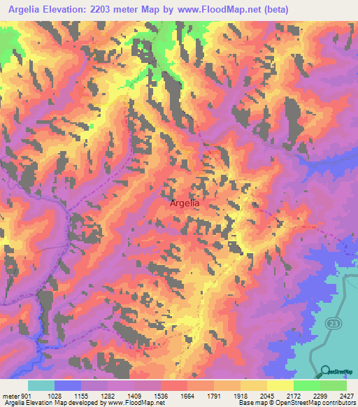 Argelia,Colombia Elevation Map