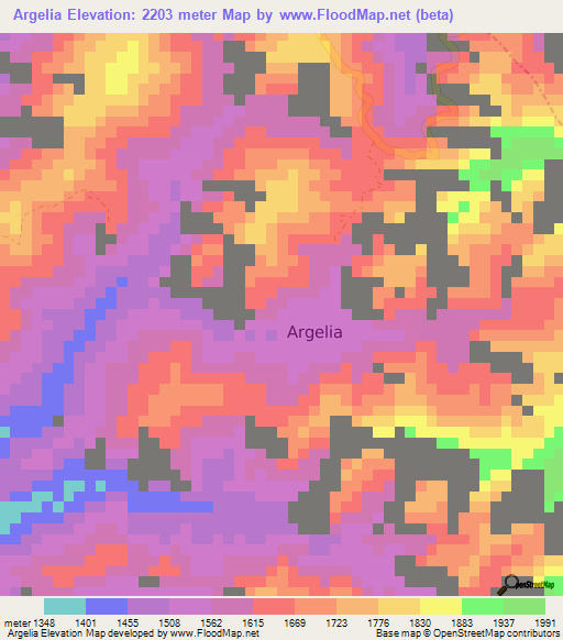 Argelia,Colombia Elevation Map