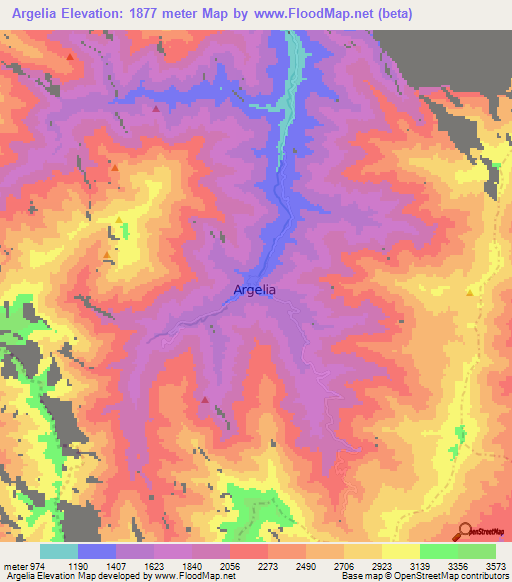 Argelia,Colombia Elevation Map