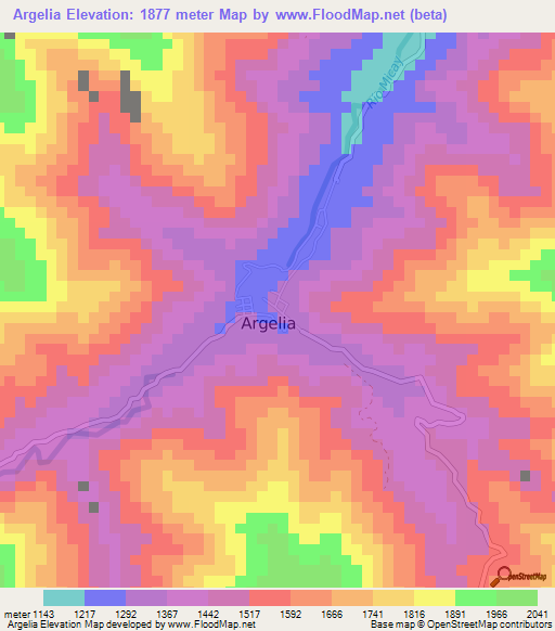 Argelia,Colombia Elevation Map