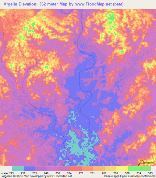 Argelia,Colombia Elevation Map