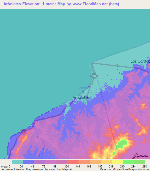 Arboletes,Colombia Elevation Map