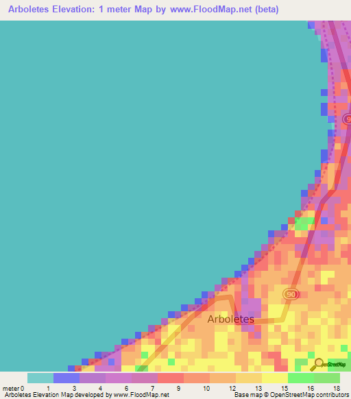 Arboletes,Colombia Elevation Map