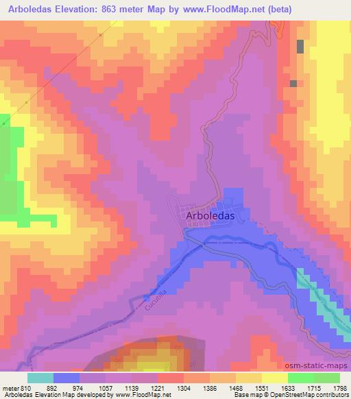 Arboledas,Colombia Elevation Map