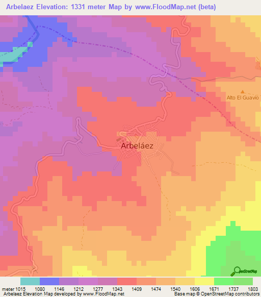 Arbelaez,Colombia Elevation Map