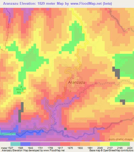 Aranzazu,Colombia Elevation Map