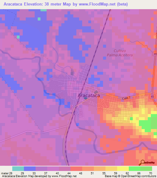 Aracataca,Colombia Elevation Map