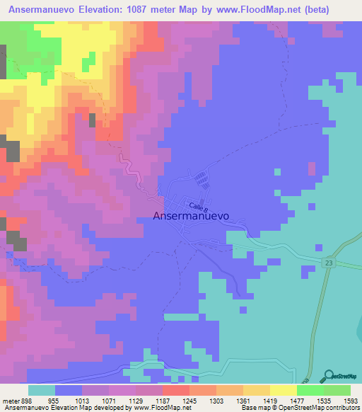 Ansermanuevo,Colombia Elevation Map