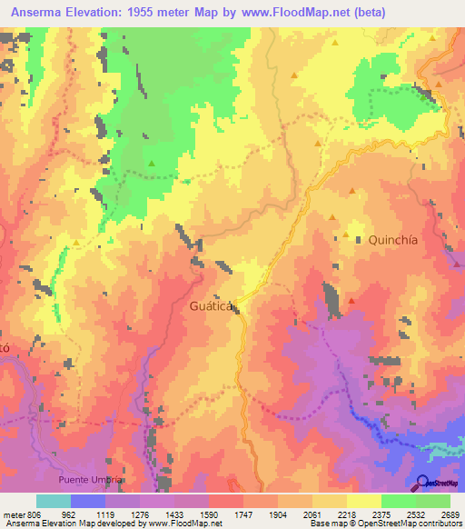 Anserma,Colombia Elevation Map