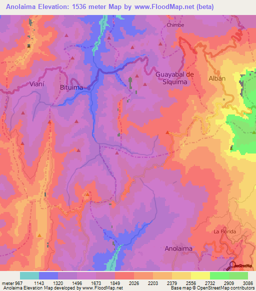 Anolaima,Colombia Elevation Map