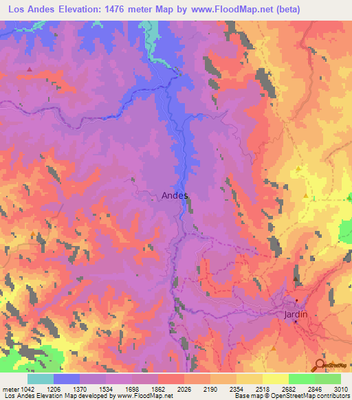 Los Andes,Colombia Elevation Map