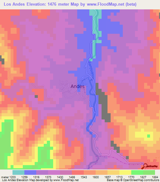 Los Andes,Colombia Elevation Map