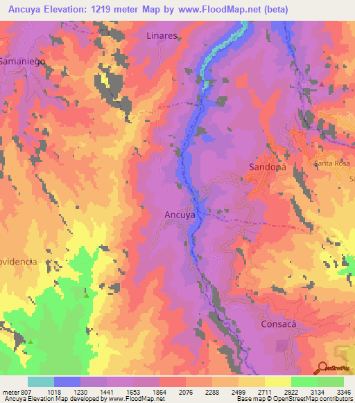 Ancuya,Colombia Elevation Map