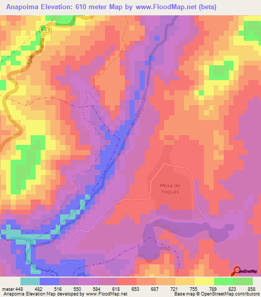 Anapoima,Colombia Elevation Map