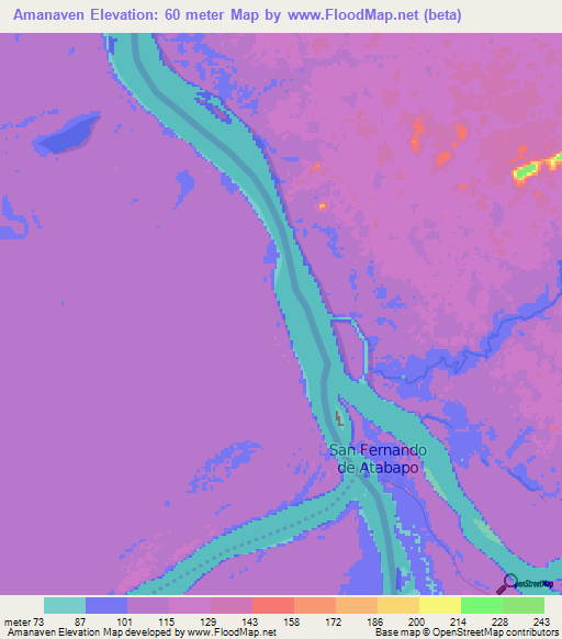 Amanaven,Colombia Elevation Map