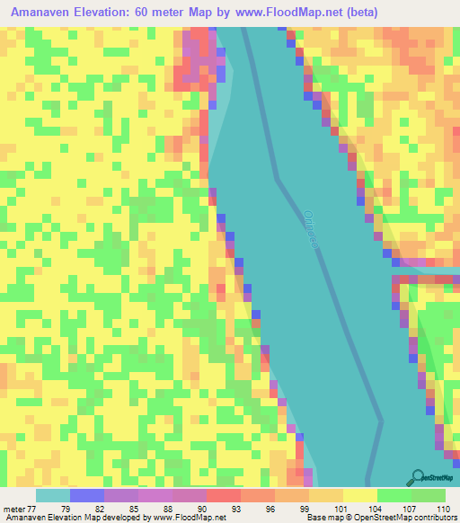 Amanaven,Colombia Elevation Map