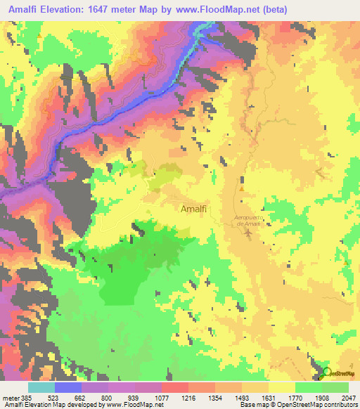 Amalfi,Colombia Elevation Map