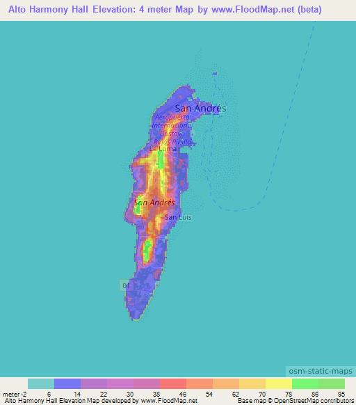 Alto Harmony Hall,Colombia Elevation Map