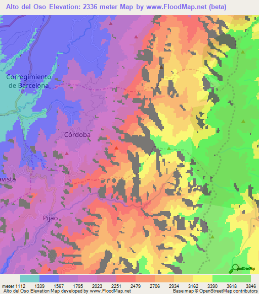 Alto del Oso,Colombia Elevation Map