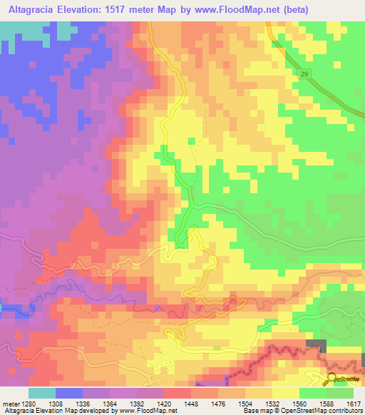 Altagracia,Colombia Elevation Map