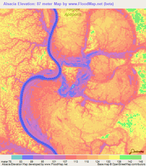 Alsacia,Colombia Elevation Map