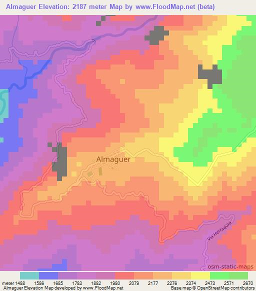 Almaguer,Colombia Elevation Map