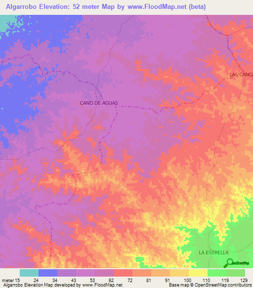 Algarrobo,Colombia Elevation Map