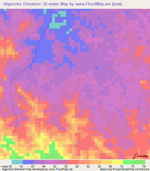 Algarrobo,Colombia Elevation Map