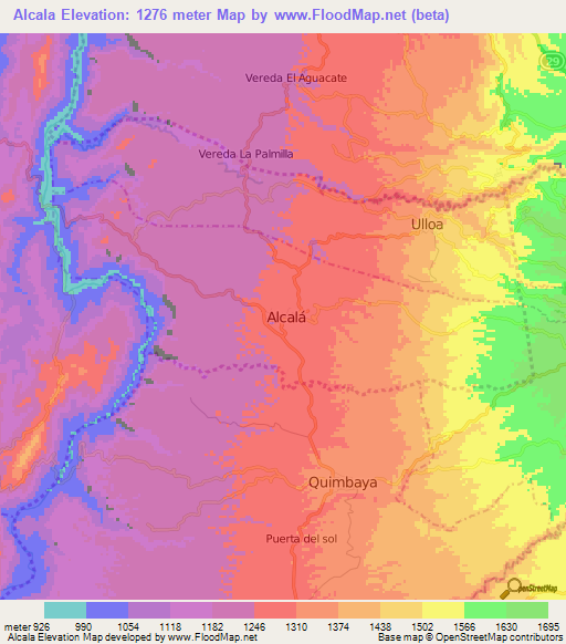 Alcala,Colombia Elevation Map